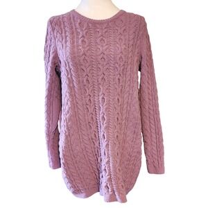 J.Jill Cable Knit Sweater Tunic Top Long Sleeve Textured Medium Purple